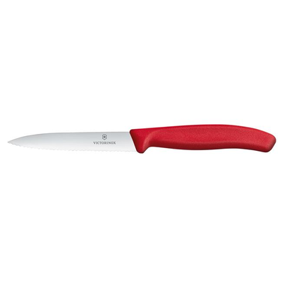 Nôž na zeleninu, zúbkovaný, 100 mm, červený | VICTORINOX, Swiss Classic, 6.7731