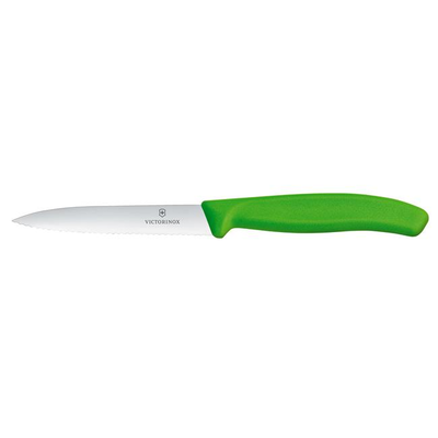 Nôž na zeleninu, zúbkovaný, 100 mm, zelený | VICTORINOX, Swiss Classic, 6.7736.L4