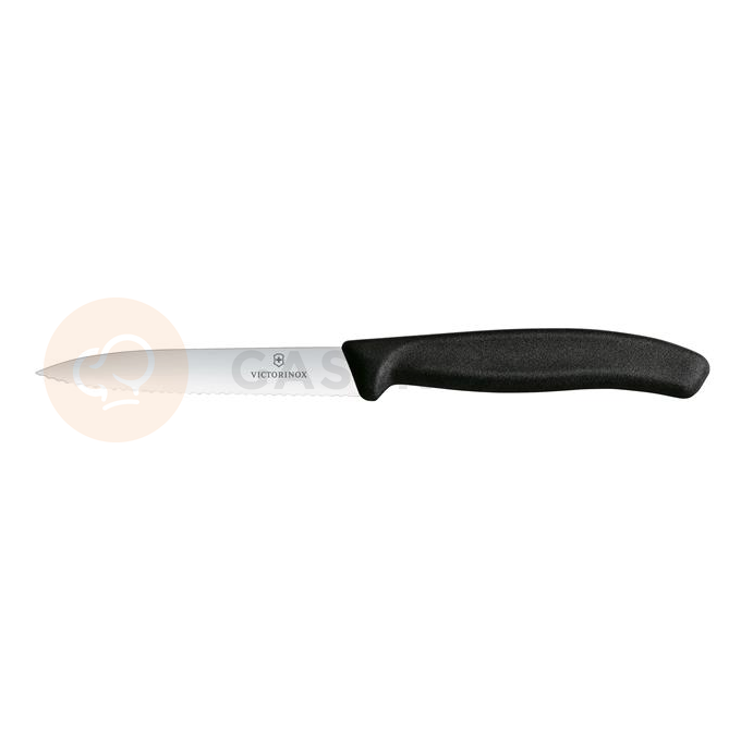 Nôž na zeleninu, zúbkovaný, 100 mm, čierny | VICTORINOX, Swiss Classic, 6.7733