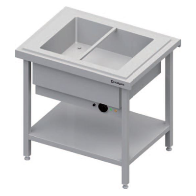 Centrálny stôl s jednokomorovým vodným kúpeľom 2xGN 1/1, vrchná doska z nerezovej ocele | STALGAST, ST 121