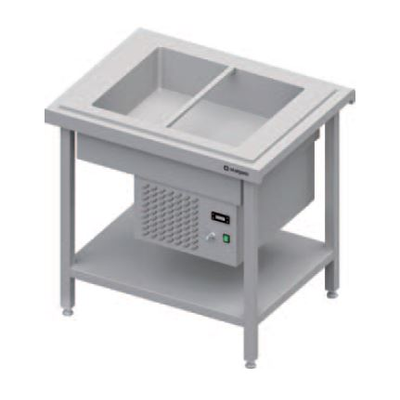 Chladiaci centrálny stôl s vaňou na šaláty, 2xGN 1/1, vrchná doska z nerezovej ocele | STALGAST, ST 104