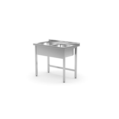 Nerezový stôl, 2 umývadlá, 1000x700x(h)850 mm | HENDI, 812952