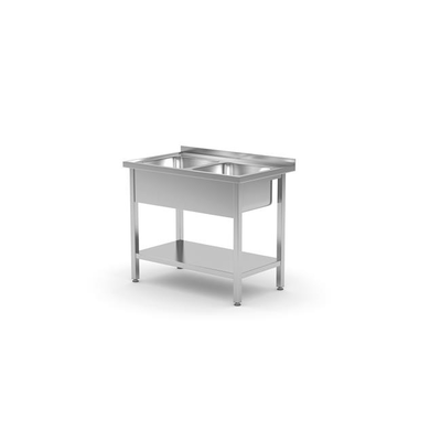 Nerezový stôl, 2 umývadlá, 1000x700x(h)850 mm | HENDI, 812969