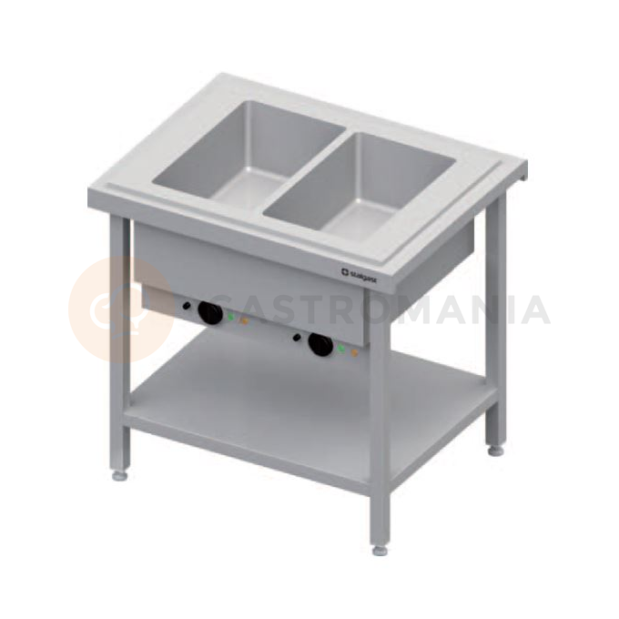 Centrálny stôl s dvojkomorovým vodným kúpeľom 2xGN 1/1, vrchná doska zo žuly | STALGAST, ST 124