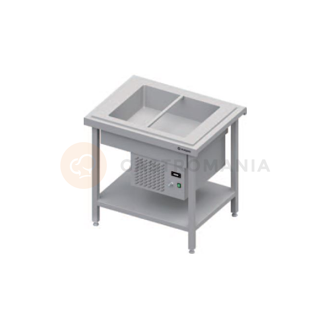 Chladiaci centrálny stôl s vaňou na šaláty, 2xGN 1/1, vrchná doska z nerezovej ocele | STALGAST, ST 104