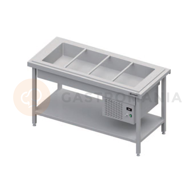 Chladiaci centrálny stôl s vaňou na šaláty, 4xGN 1/1, vrchná doska z nerezovej ocele | STALGAST, ST 106