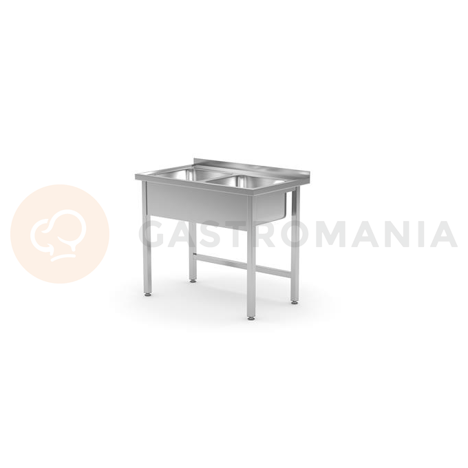 Nerezový stôl, 2 umývadlá, 1000x700x(h)850 mm | HENDI, 812952