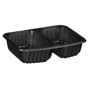 Čierny, 2 - komorový box, vhodný na zatavenie, 227x178x50 mm, 320 ks, žebrovaný | CHEFFY, Matipack D 9500RC