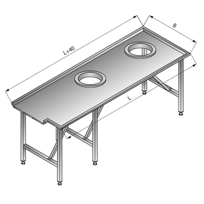 Jednoduchý triediaci stôl, ľavý, 2200x1200x850 mm | LOZAMET, LO304/2212