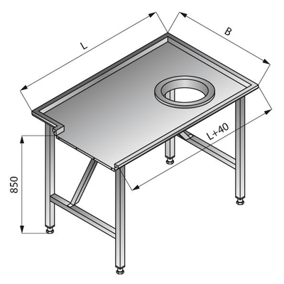 Jednoduchý triediaci stôl, pravý, 1200x800x850 mm | LOZAMET, LO302/1280
