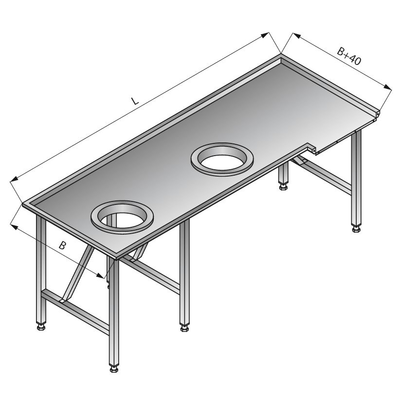 Triediaci stôl ľavý, 2200x1200x850 mm | LOZAMET, LO312/2212