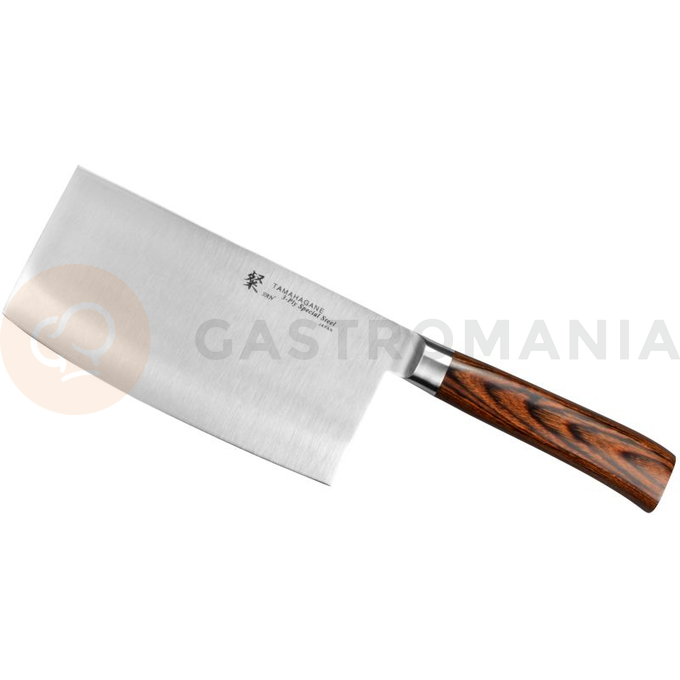 Čínský nôž- sekáčik, 18 cm | TAMAHAGANE, SAN Brown