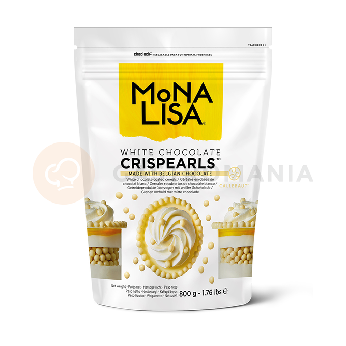 Dekoračné posypové guličky Crispearls&amp;#x2122; v bielej čokoláde, 0,8 kg | MONA LISA, CHW-CC-CRISPE0-02B