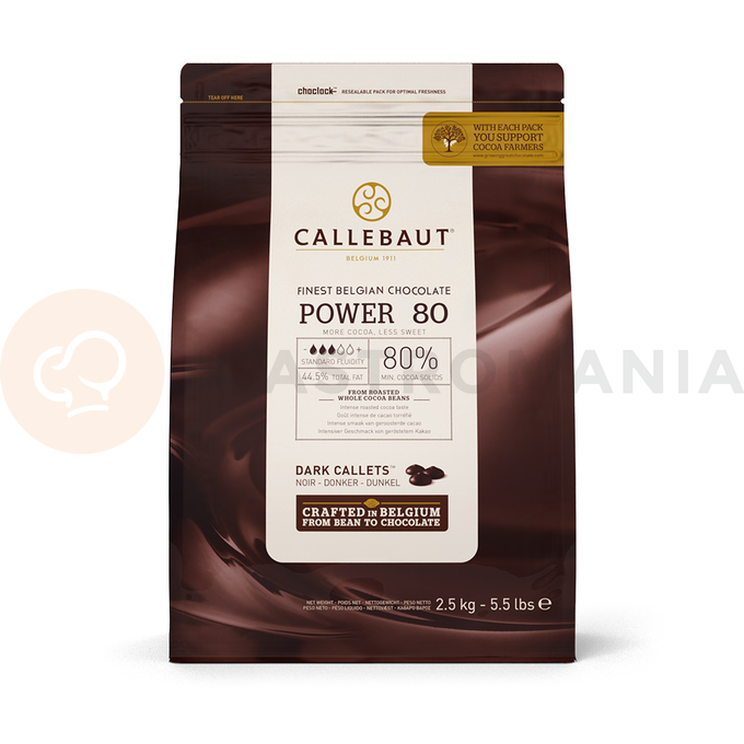 Horká čokoláda 80,5% Callets&amp;#x2122; 2,5 kg balenie | CALLEBAUT, 80-20-44-E4-U71