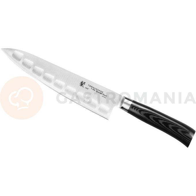 Nôž šéfkuchára s prehĺbeninami, 21 cm | TAMAHAGANE, SAN Black