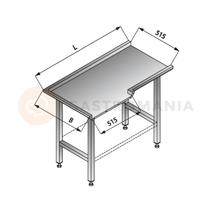 Priechodný stôl ľavý, 1100x600x850 mm | LOZAMET, LO320/1160
