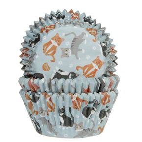 Košíčky na cupcake, priemer 5 cm, 50 ks vzor- mačky | HOUSE OF MARIE, HM5409