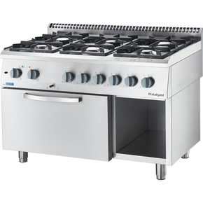 Plynový sporák s elektrickou rúrou, 6- horákový, 25,5 + 6,5 kW, G30 | STALGAST, ECO