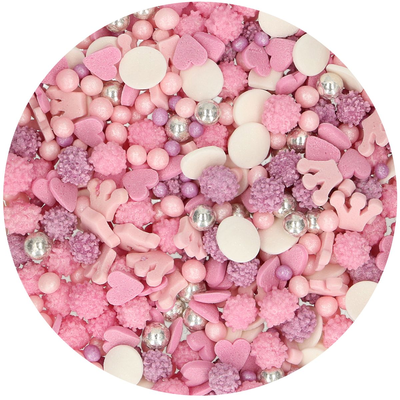 Cukrové sypanie Medley- mix motívov, 50 g, ružová, biela a strieborná | FUNCAKES, F51130