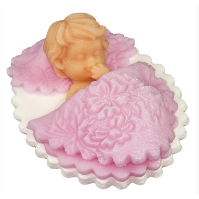 Dieťatko pod dekou na krstiny, cukrové figúrky 8,5 cm, ružová | MAGMART, CH CH M R