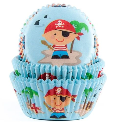 Košíčky na cupcake, priemer 5 cm, 50 ks modrá s pirátom | HOUSE OF MARIE, HM1845