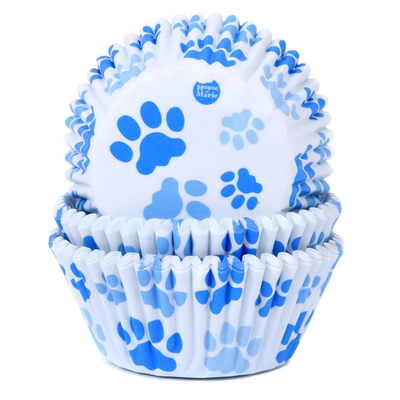 Košíčky na cupcake, priemer 5 cm, 50 ks modré psie labky | HOUSE OF MARIE, HM6789