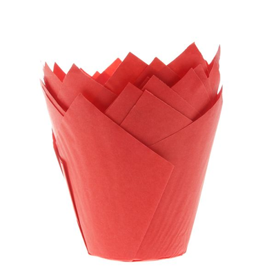 Košíčky na cupcake - tulipán, priemer 5 cm, 36 ks, červená | HOUSE OF MARIE, HM5720