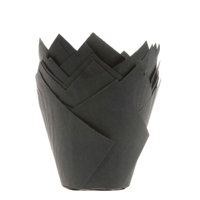 Košíčky na cupcake - tulipán, priemer 5 cm, 36 ks, čierna | HOUSE OF MARIE, HM5591