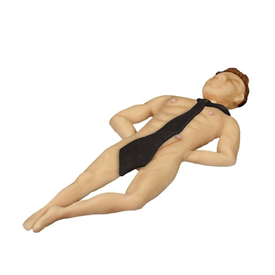 Muž s kravatou ležiaci na chrbte, cukrová figúrka, 18 cm, biely | MAGMART, 18MLK B