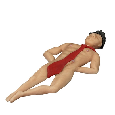 Muž s kravatou ležiaci na chrbte, cukrová figúrka, 18 cm, biely | MAGMART, 18MLK B