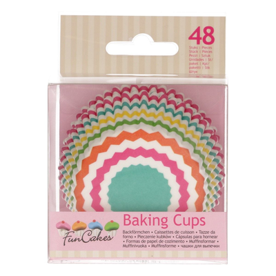 Košíčky na cupcake, priemer 5 cm, 48 ks s farebným cikcakom | FUNCAKES, FC4028