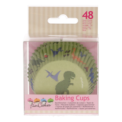 Košíčky na cupcake, priemer 5 cm, 48 ks zelené s dinosaurami | FUNCAKES, FC4015