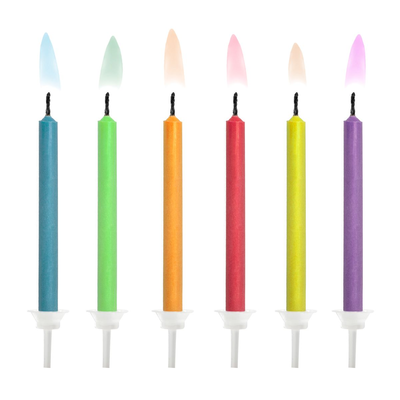 Sviečky na tortu 6 ks - farebné plamienky | PARTYDECO, SCK-1