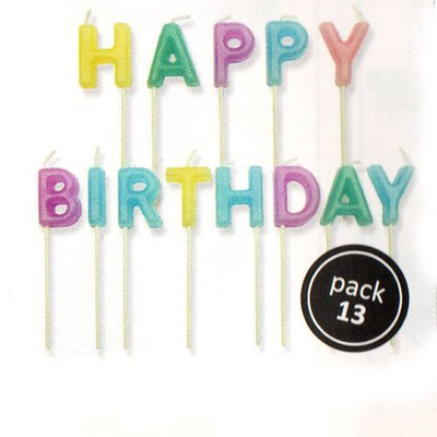 Sviečky na tortu a nápis Happy Birthday, 13 ks.-farebné | PME, CA017