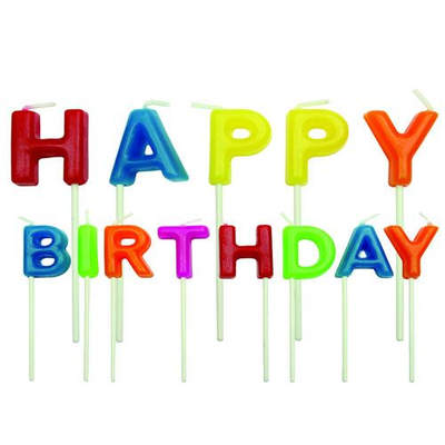 Sviečky na tortu a nápis Happy Birthday, 13 ks.-pestré farby | PME, CA018