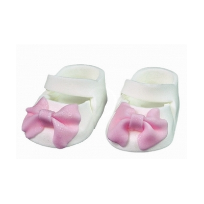 Topánočky na krstiny, cukrové figúrky 8,5x4x3 cm, bielo-ružové, 1 pár | MAGMART, CH CHB 4A BDZ