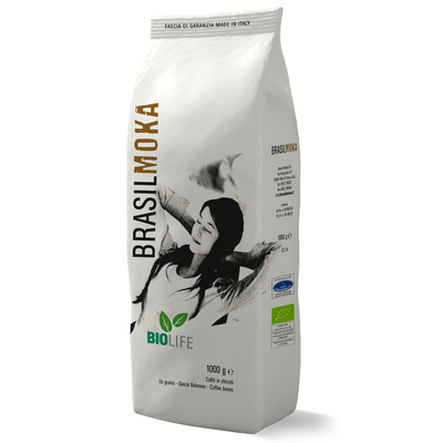 Zrnková káva 85% Arabika, 15% Robusta, 1 kg | BRASIL MOKA, Bio Life