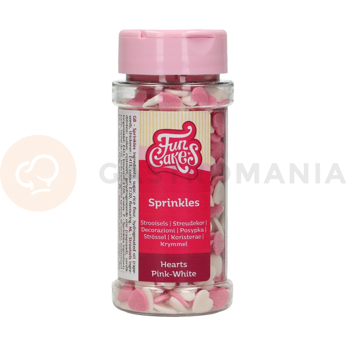 Cukrové sypanie - srdiečka 45 g, mix biela, ružová | FUNCAKES, F52025