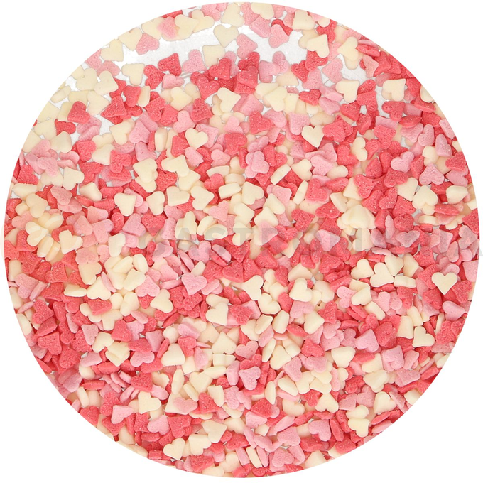Cukrové sypanie - srdiečka 60 g, mix ružová, biela, červená | FUNCAKES, F52065