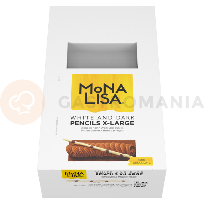 Dekorácia, tyčinky XL z bielej a tmavej čokolády, 200 mm - 115ks | MONA LISA, CHX-PC-19945E0-999