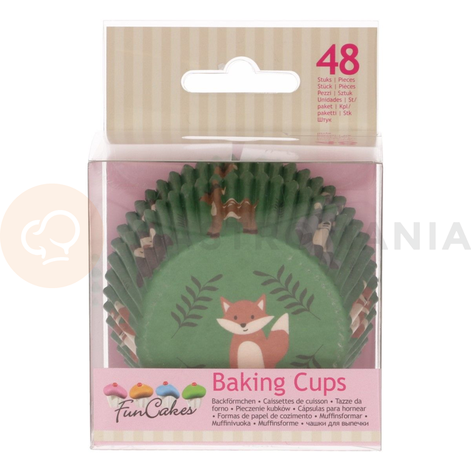 Košíčky na cupcake, priemer 5 cm, 48 ks lesní zvieratami | FUNCAKES, FC4016