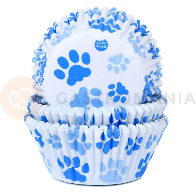 Košíčky na cupcake, priemer 5 cm, 50 ks modré psie labky | HOUSE OF MARIE, HM6789