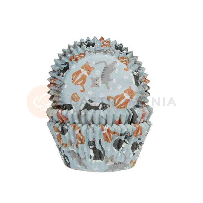 Košíčky na cupcake, priemer 5 cm, 50 ks vzor- mačky | HOUSE OF MARIE, HM5409