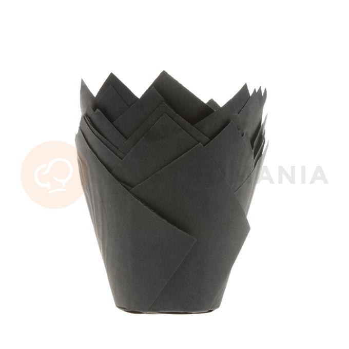 Košíčky na cupcake - tulipán, priemer 5 cm, 36 ks, čierna | HOUSE OF MARIE, HM5591