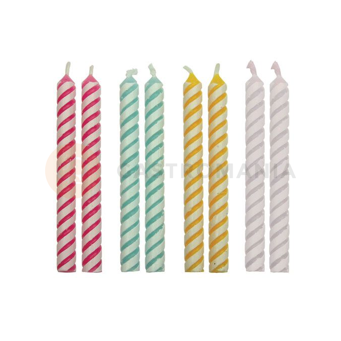 Sviečky na tortu 24 ks. - farebné s prúžkami | PME, CA029