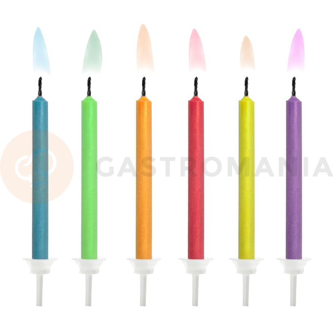 Sviečky na tortu 6 ks - farebné plamienky | PARTYDECO, SCK-1