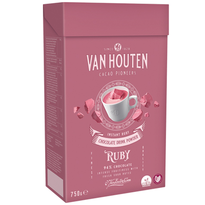 Horká čokoláda v prášku ružová 94% Ruby, 0,75 kg | VAN HOUTEN, VM-54621-V99