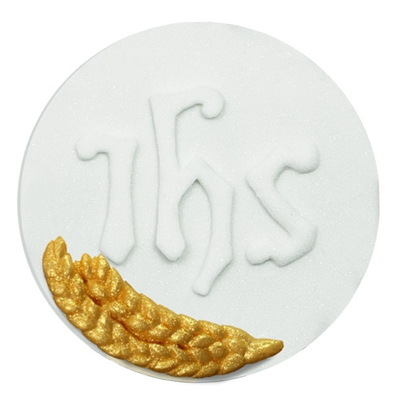 Hostia biela so zlatým klasom, figúrka z cukru, 7,5 cm | MAGMART, T26/N-K