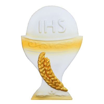Kalich biely so zlatým klasom, figúrka z cukru, 12 cm | MAGMART, T24/N-K