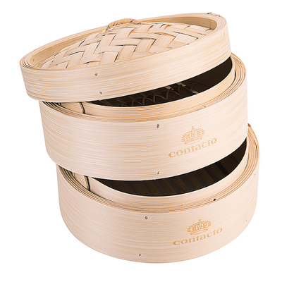 Košík bambusový, dvojposchodový na varenie v pare, priemer 200 mm | CONTACTO, 4854/200